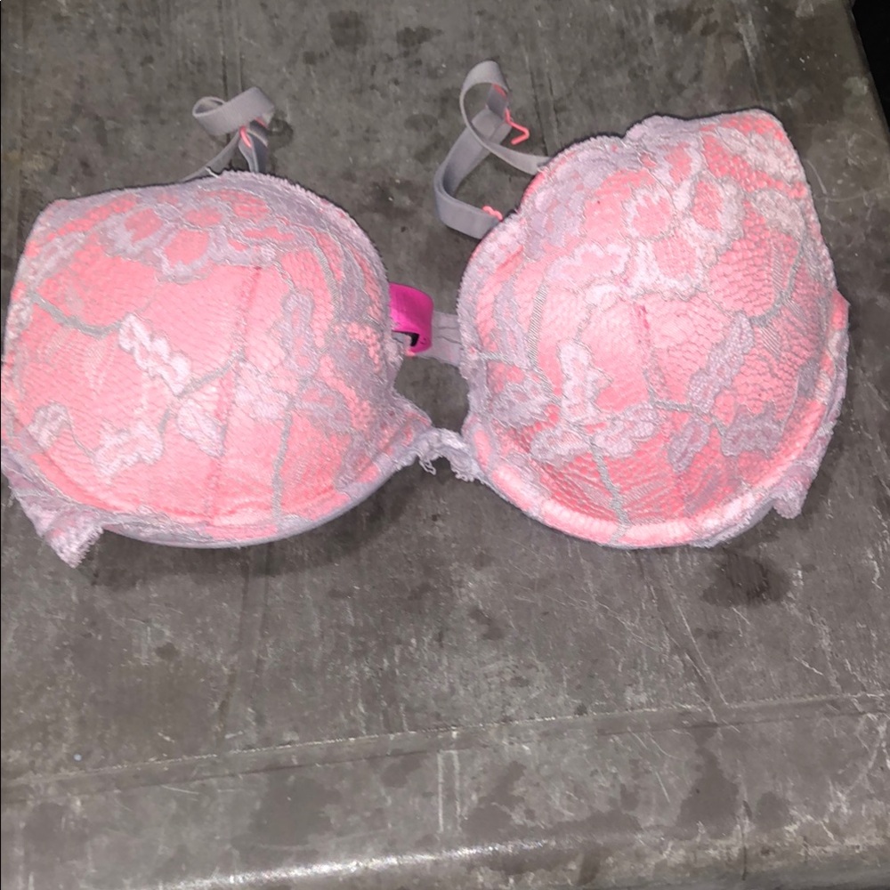 Lace Trim Pink Bra